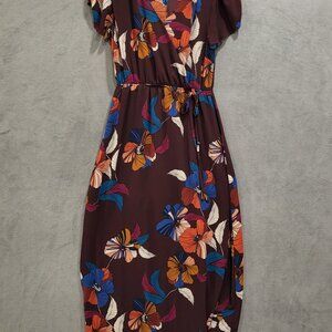 Maurices Faux Wrap Maxi Dress Women Size Small Floral Boho Elegant Flowy‎